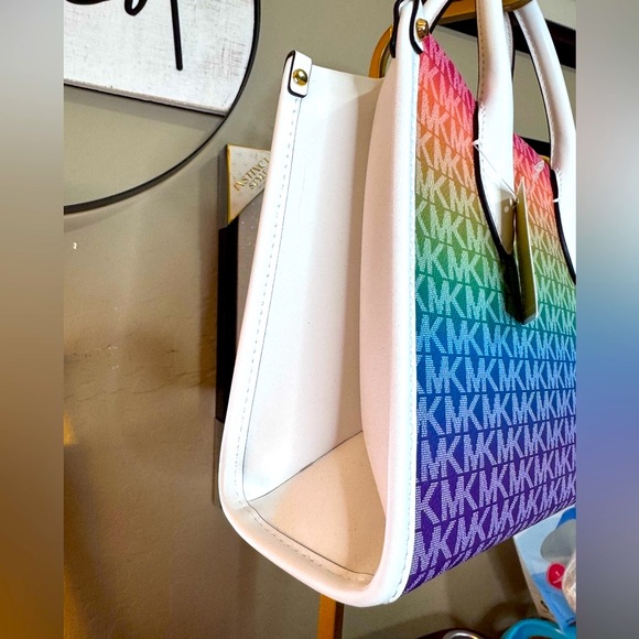 Michael Kors leather Rainbow Multicolor Gradient crossbody Tote NEW with tags - Picture 8 of 11